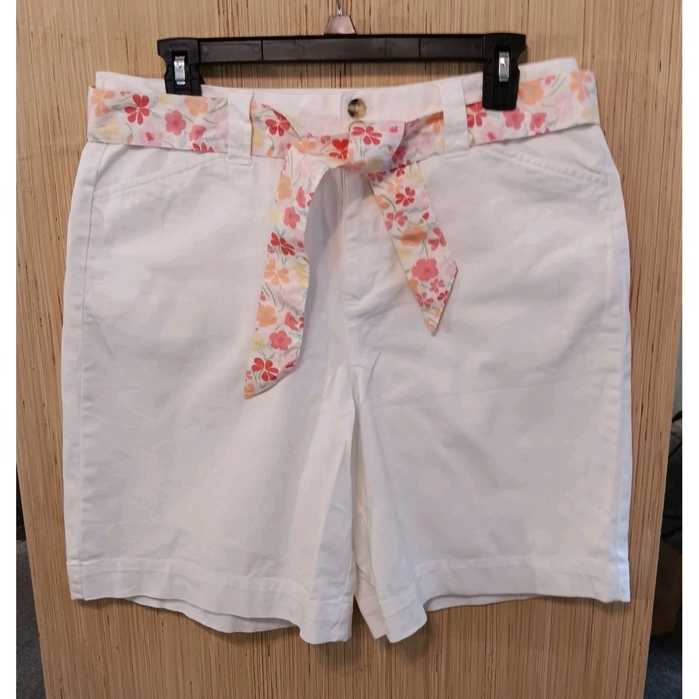 Hasting & Smith Sz 10 Ladies White Cotton Blend Shorts High Rise Chino Style
